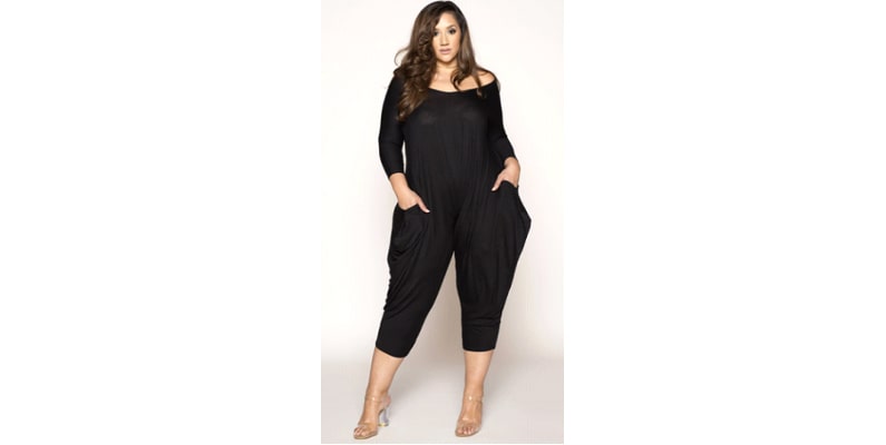 High Stretch Romper With Neck Cutout Detail