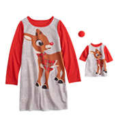 Girls 4-10 Jammies For Your Families Rudolph the Red-Nosed Reindeer Nightgown & Doll Gown Pajama Set
