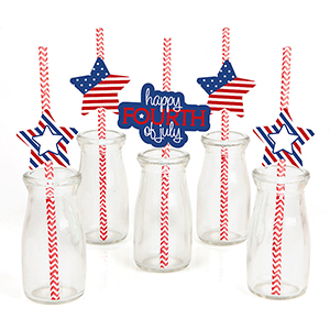 Patriotic Straws at Amazon