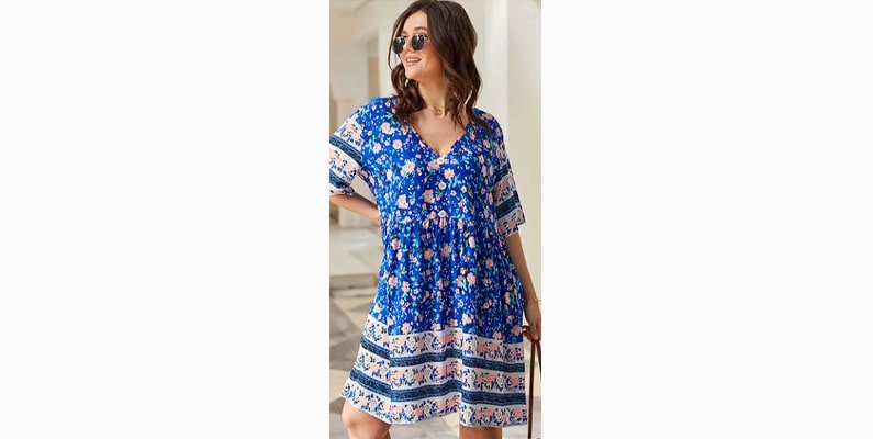 Royal Floral Print Dress