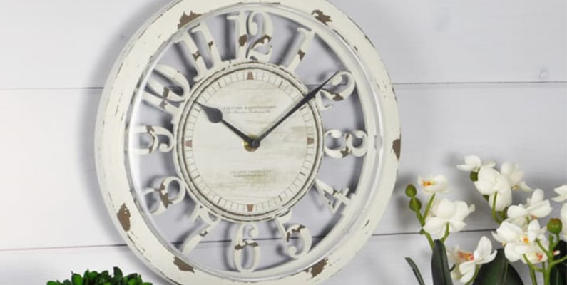 Antique Contour Distressed Ivory Wall Clock