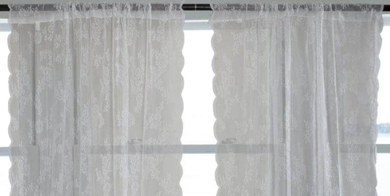 White flower blossom lace window curtains